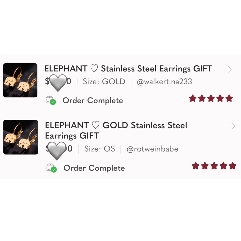 ELEPHANT ♡ GOLD Stainless Steel Earrings GIFT - Picture 5 of 5